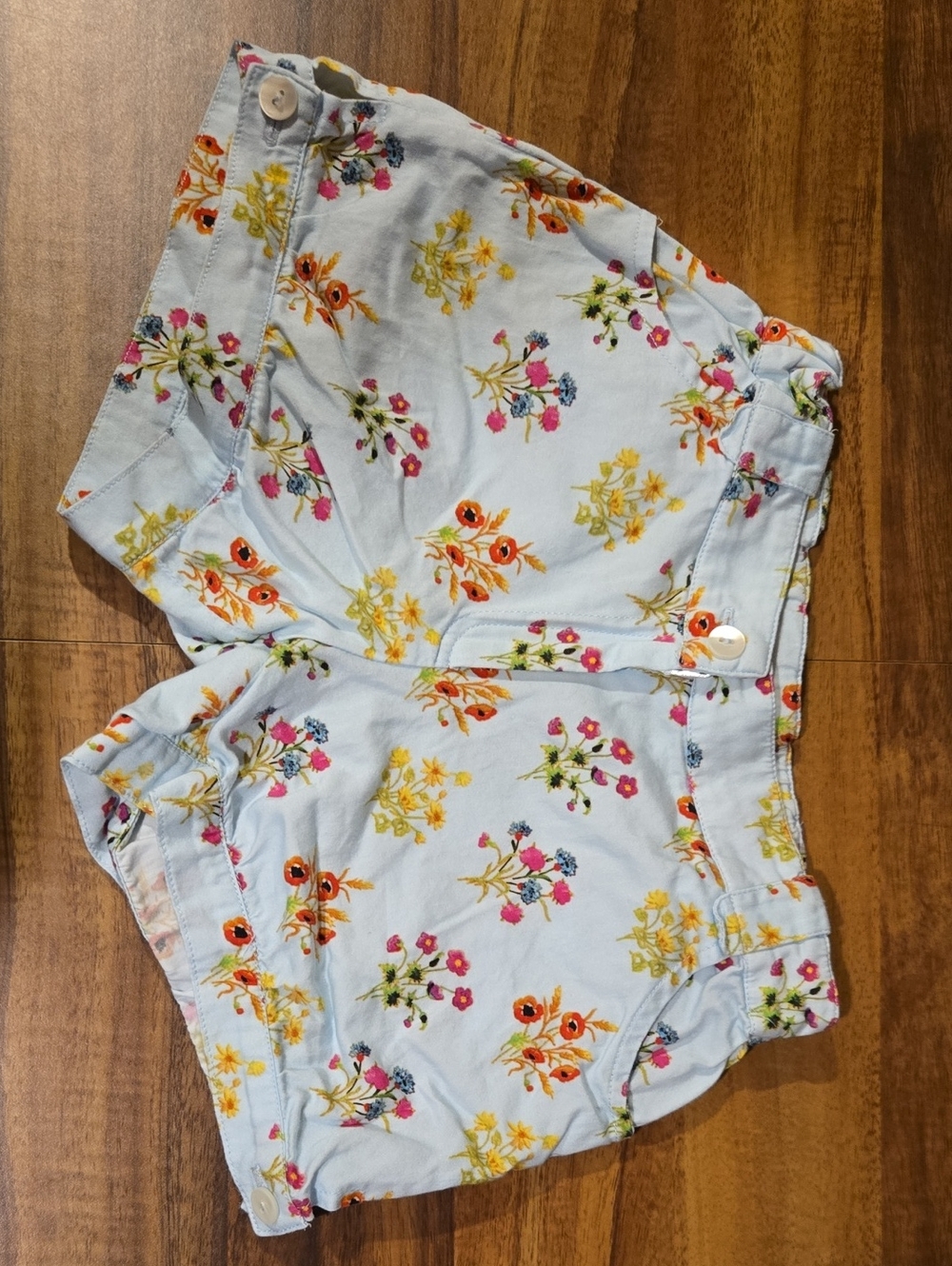Oscar de la Renta Light Blue Floral Girls Shorts Size 8Y